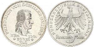 5 Mark Alemania Occidental (1949-1990) Plata Friedrich Schiller
