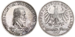 5 Mark Alemania Occidental (1949-1990) Plata Friedrich Schiller