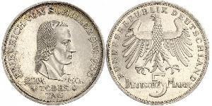 5 Mark Alemania Occidental (1949-1990) Plata Friedrich Schiller