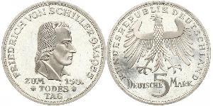 5 Mark Alemania Occidental (1949-1990) Plata Friedrich Schiller