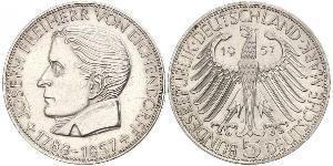 5 Mark Alemania Occidental (1949-1990) Plata Joseph von Eichendorff