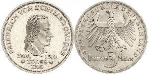 5 Mark Alemania Occidental (1949-1990) Plata Friedrich Schiller