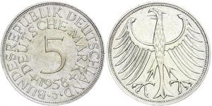 5 Mark Alemania Occidental (1949-1990) Plata 
