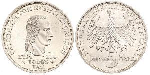 5 Mark Alemania Occidental (1949-1990) Plata Friedrich Schiller