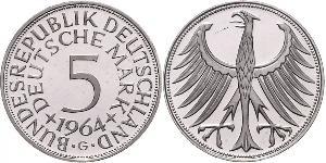 5 Mark Alemania Occidental (1949-1990) Plata 