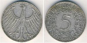 5 Mark Alemania Occidental (1949-1990) Plata 