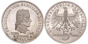 5 Mark Alemania Occidental (1949-1990) Plata Friedrich Schiller