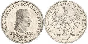 5 Mark Alemania Occidental (1949-1990) Plata Friedrich Schiller