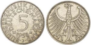 5 Mark Alemania Occidental (1949-1990) Plata 