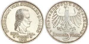 5 Mark Alemania Occidental (1949-1990) Plata Friedrich Schiller