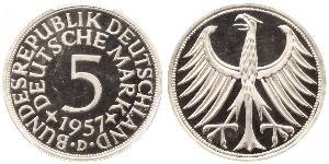 5 Mark Alemania Occidental (1949-1990) Plata 