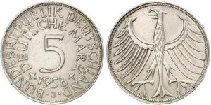 5 Mark Alemania Occidental (1949-1990) Plata 