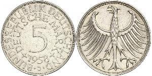 5 Mark Alemania Occidental (1949-1990) Plata 