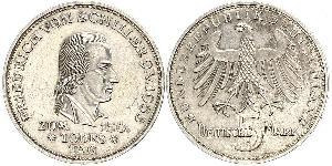 5 Mark Alemania Occidental (1949-1990) Plata Friedrich Schiller