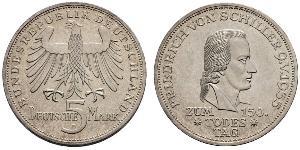 5 Mark Alemania Occidental (1949-1990) Plata Friedrich Schiller