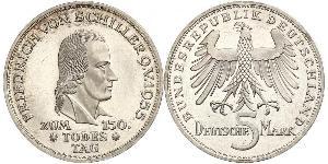 5 Mark Alemania Occidental (1949-1990) Plata Friedrich Schiller