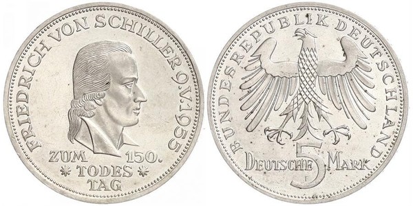 5 Mark Alemania Occidental (1949-1990) Plata Friedrich Schiller