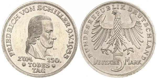 5 Mark Alemania Occidental (1949-1990) Plata Friedrich Schiller