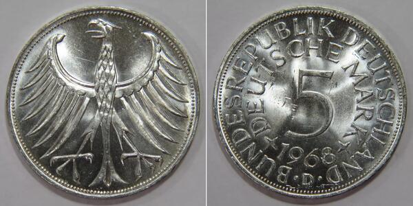 5 Mark Alemania Occidental (1949-1990) Plata 