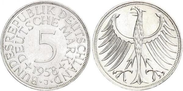 5 Mark Alemania Occidental (1949-1990) Plata 