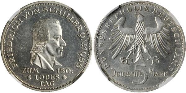 5 Mark Alemania Occidental (1949-1990) Plata Friedrich Schiller