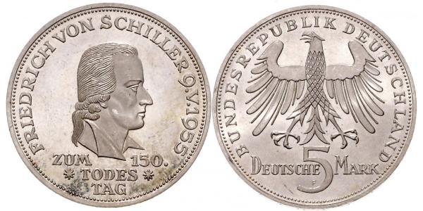 5 Mark Alemania Occidental (1949-1990) Plata Friedrich Schiller