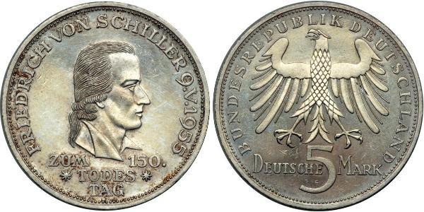 5 Mark Alemania Occidental (1949-1990) Plata Friedrich Schiller