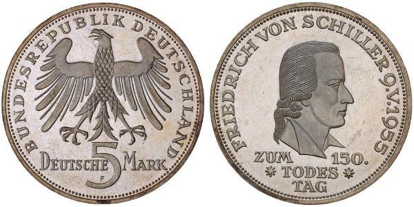 5 Mark Alemania Occidental (1949-1990) Plata Friedrich Schiller