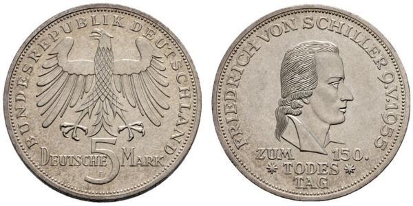 5 Mark Alemania Occidental (1949-1990) Plata Friedrich Schiller