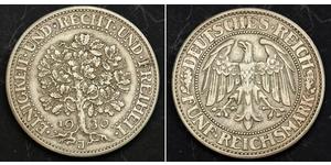 5 Mark Alemania / República de Weimar (1918-1933) Plata 