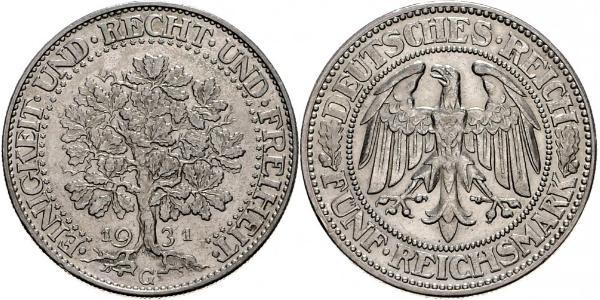 5 Mark Alemania / República de Weimar (1918-1933) Plata 