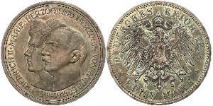 5 Mark Anhalt-Dessau (1603 -1863) Plata Federico II de Anhalt(1856 – 1918)