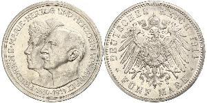 5 Mark Anhalt-Dessau (1603 -1863) Plata Federico II de Anhalt(1856 – 1918)