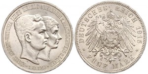 5 Mark Ducado de Brunswick (1815 - 1918) Plata Ernesto Augusto III de Hannover (1887 - 1953)