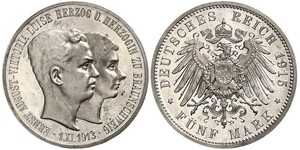 5 Mark Ducado de Brunswick (1815 - 1918) Plata Ernesto Augusto III de Hannover (1887 - 1953)