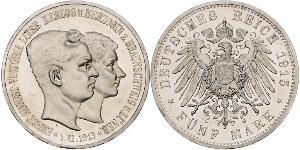 5 Mark Ducado de Brunswick (1815 - 1918) Plata Ernesto Augusto III de Hannover (1887 - 1953)