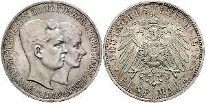 5 Mark Ducado de Brunswick (1815 - 1918) Plata Ernesto Augusto III de Hannover (1887 - 1953)