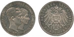 5 Mark Ducado de Brunswick (1815 - 1918) Plata Ernesto Augusto III de Hannover (1887 - 1953)