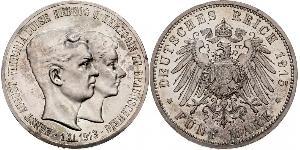 5 Mark Ducado de Brunswick (1815 - 1918) Plata Ernesto Augusto III de Hannover (1887 - 1953)