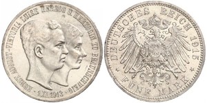 5 Mark Ducado de Brunswick (1815 - 1918) Plata Ernesto Augusto III de Hannover (1887 - 1953)