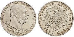 5 Mark Ducado de Sajonia-Altenburgo  (1826 - 1920) Plata Ernesto I de Sajonia-Altenburgo (1826 - 1908)