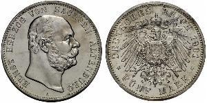 5 Mark Ducado de Sajonia-Altenburgo  (1826 - 1920) Plata Ernesto I de Sajonia-Altenburgo (1826 - 1908)