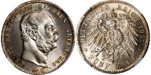 5 Mark Ducado de Sajonia-Altenburgo  (1826 - 1920) Plata Ernesto I de Sajonia-Altenburgo (1826 - 1908)