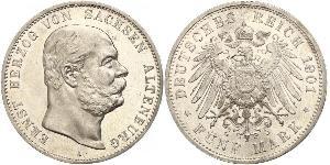 5 Mark Ducado de Sajonia-Altenburgo  (1826 - 1920) Plata Ernesto I de Sajonia-Altenburgo (1826 - 1908)