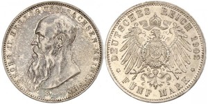 5 Mark Ducado de Sajonia-Meiningen (1680 - 1918) Plata Jorge II de Sajonia-Meiningen