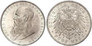 5 Mark Ducado de Sajonia-Meiningen (1680 - 1918) Plata Jorge II de Sajonia-Meiningen