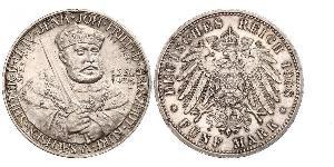 5 Mark Ducado de Sajonia-Weimar-Eisenach (1809 - 1918) Plata 