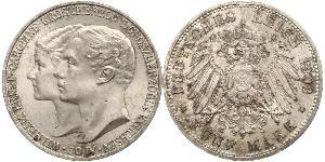 5 Mark Ducado de Sajonia-Weimar-Eisenach (1809 - 1918) Plata Guillermo Ernesto de Sajonia-Weimar-Eisenach