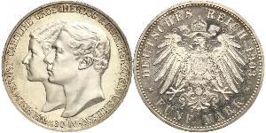 5 Mark Ducado de Sajonia-Weimar-Eisenach (1809 - 1918) Plata Guillermo Ernesto de Sajonia-Weimar-Eisenach