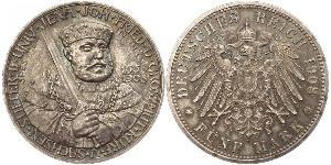 5 Mark Ducado de Sajonia-Weimar-Eisenach (1809 - 1918) Plata 